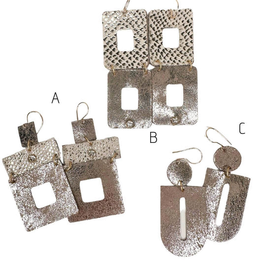 Metallic Leather Geometric Earring Choice