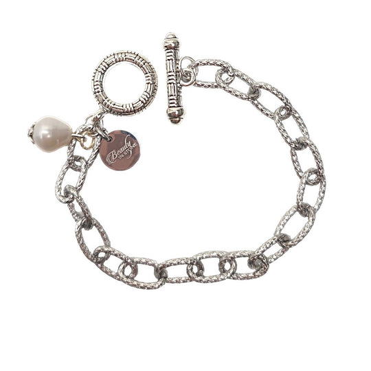 Stainless Steel Chain Link Bracelet With Pearl, Beauty In Stone Jewelry at $49