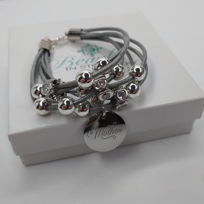 Leather Bracelet Sliding Beads, Beauty In Stone Jewlery at $99