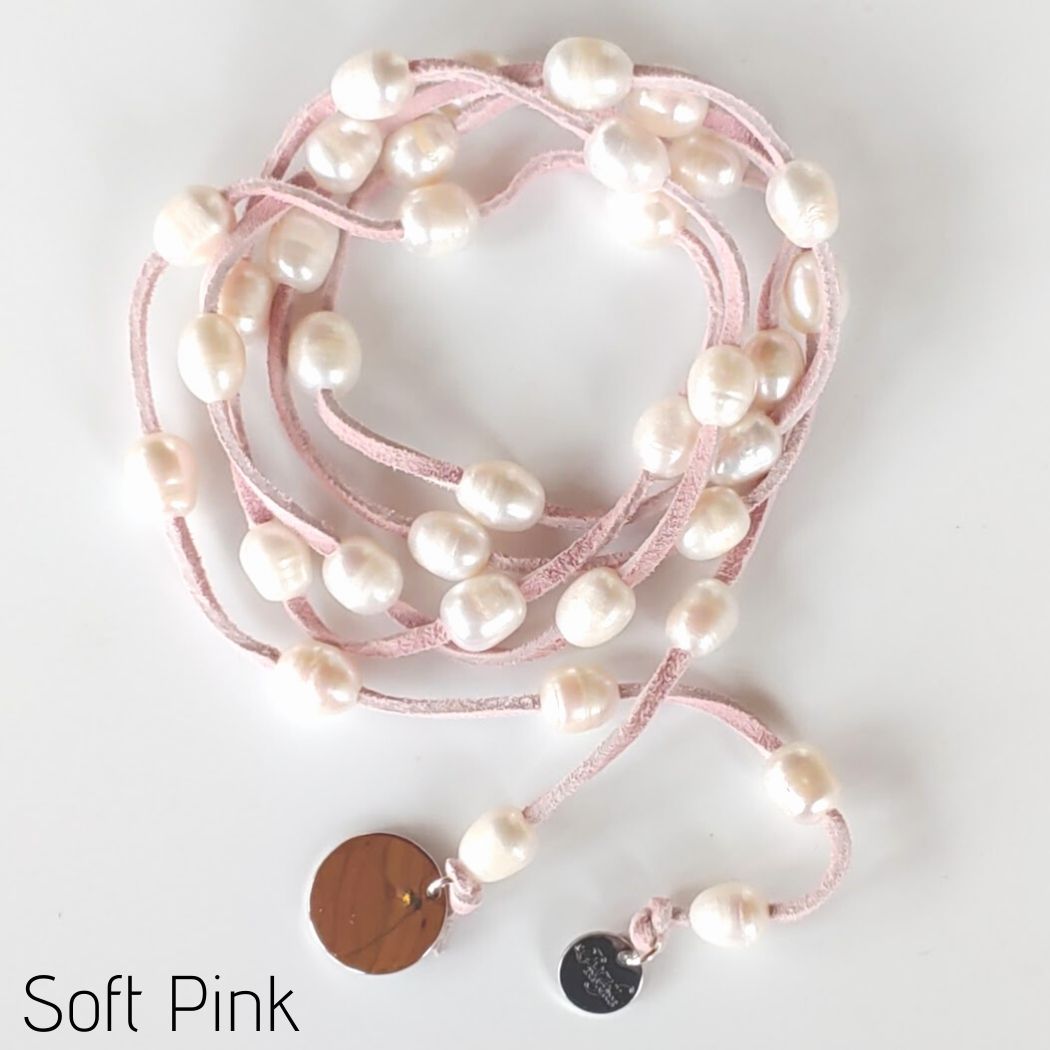 Pearl Lariat Necklace in 10 Colors, Beauty In Stone Jewelry at $114