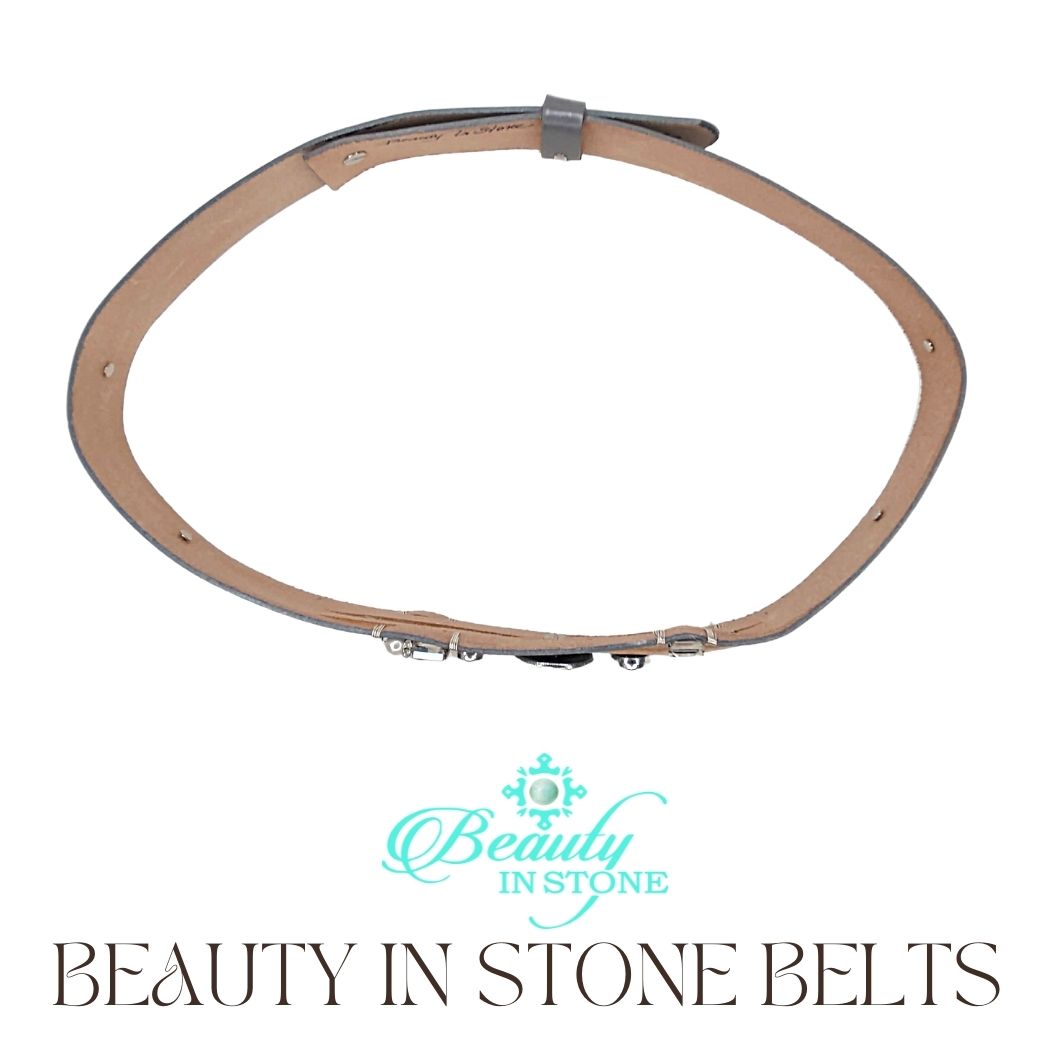 Handmade Leather Belt With Rhinestones & Coin, Beauty In Stone Jewelry at $189