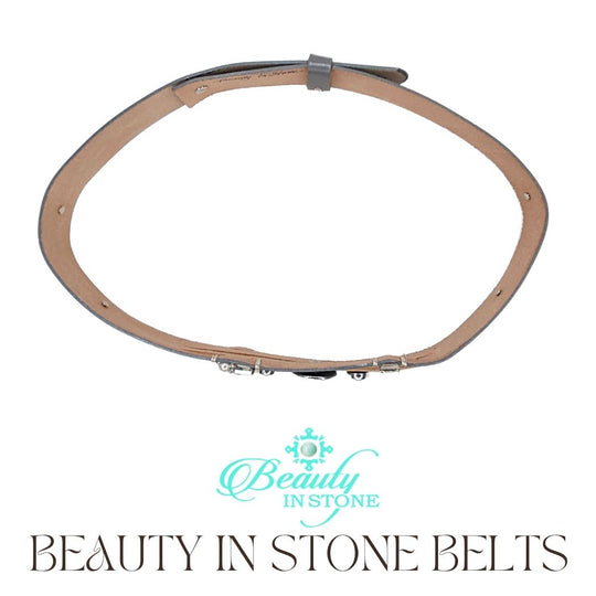 Handmade Leather Belt With Rhinestones & Coin, Beauty In Stone Jewelry at $189