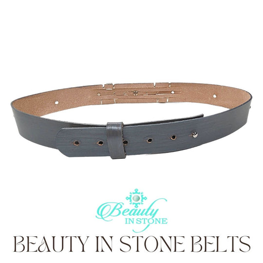 Handmade Leather Belt With Rhinestones & Coin, Beauty In Stone Jewelry at $189