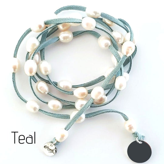 Freshwater Pearl Lariat Necklace in 12 Colors, Beauty In Stone Jewelry at $114