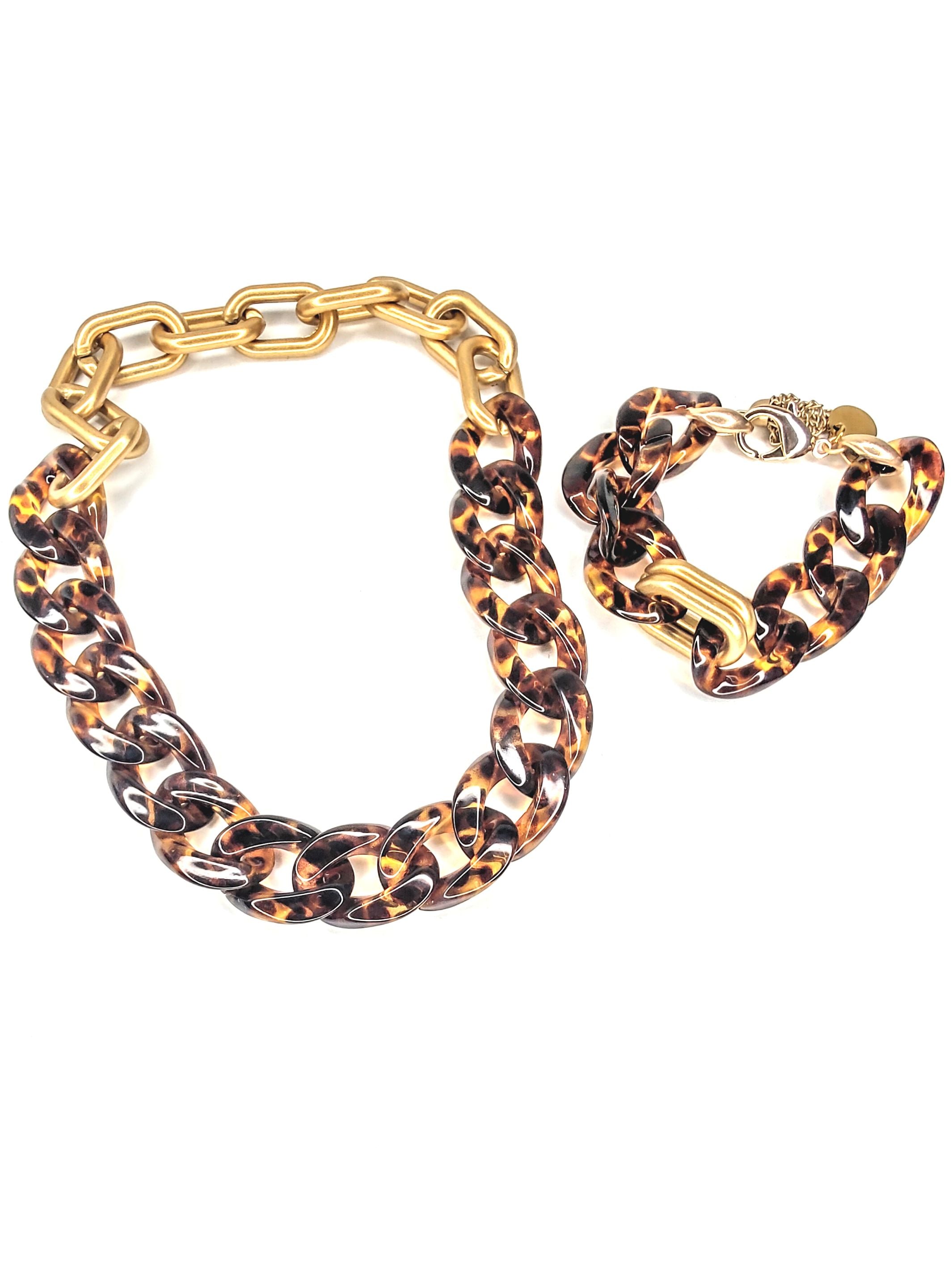  Enamel Color Chunky Chain with Screw Link Clasp 18K Necklace  (Multi-Color) : Handmade Products