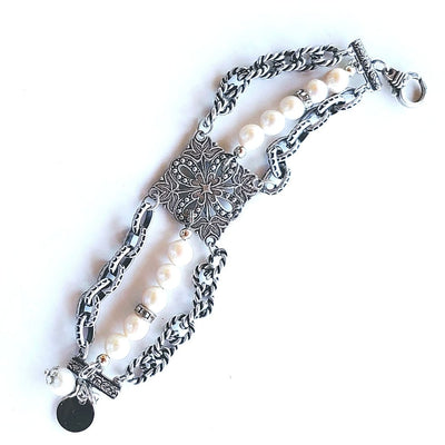 Triple Chain & Pearl Bracelet, Beauty In Stone Jewelry at $149