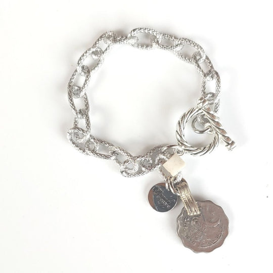 Chain Link Bracelet With Coin or Monogram, Beauty In Stone Jewelry at $59