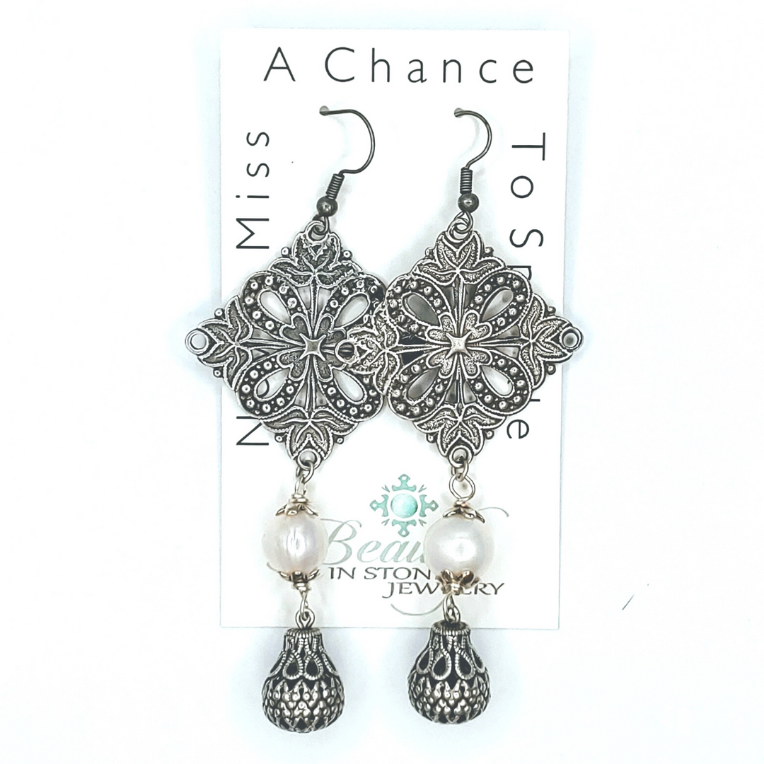 Fancy Filigree Victorian Earring, Beauty In Stone Jewelry at $55