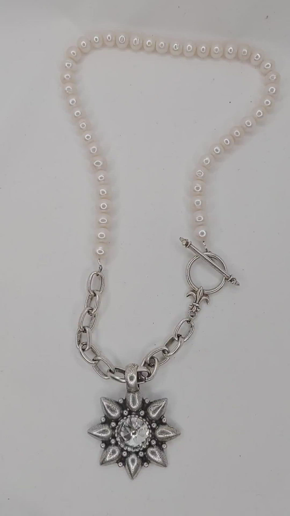 Handmade silver chain necklace. Crystal Star Cast Pendant On