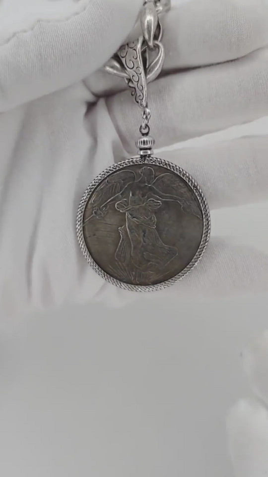 French Coin Pendant Necklace