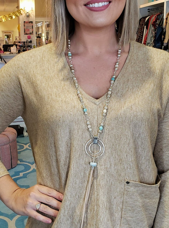 Beaded Necklace With Medallion & Tassel, Beauty In Stone Jewelry at $149